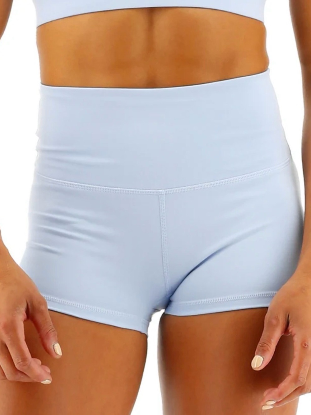 TYR High-Waist Light Blue Athletic Shorts Size Medium